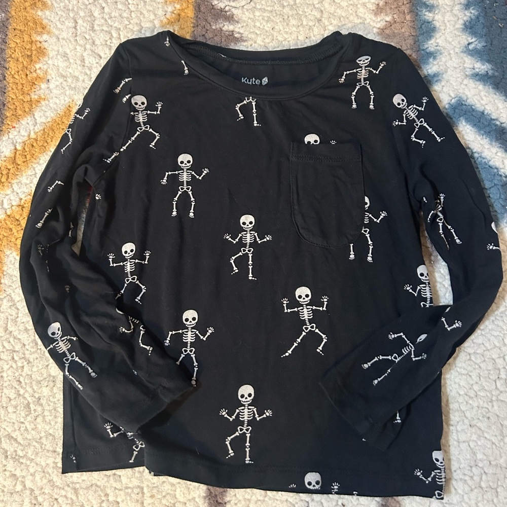 Kyte BABY Black Long-Sleeve Tee with White Skeleton Print